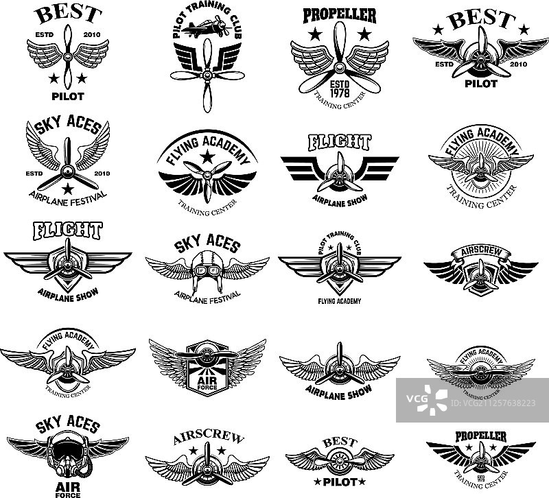 复古飞机徽章设计元素素材图片素材