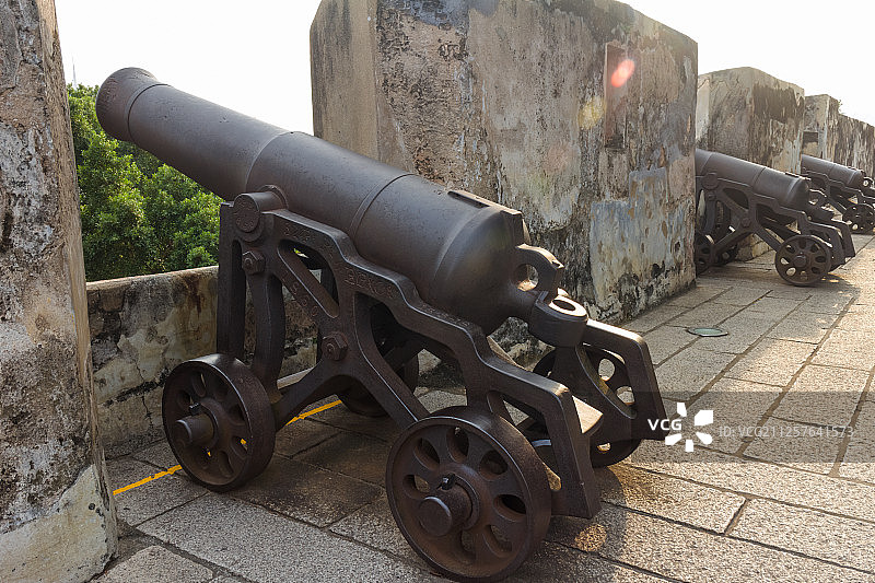 澳门古老的炮台和火炮图片素材