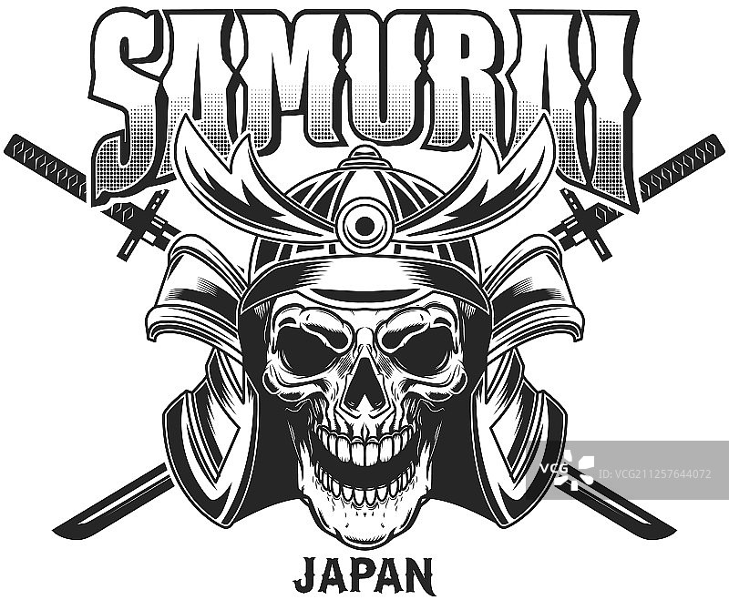 带武士头盔和交叉武器的徽章模板图片素材