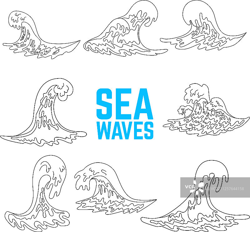 海浪设计元素海报卡片合集图片素材