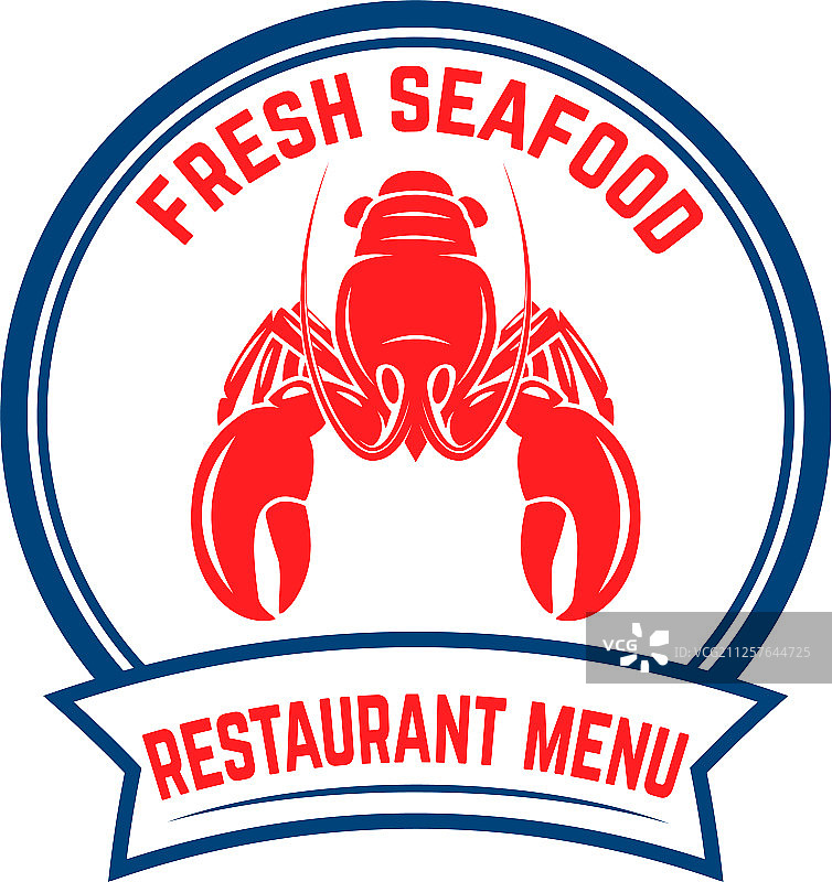 带龙虾设计的新鲜海鲜标志模版图片素材
