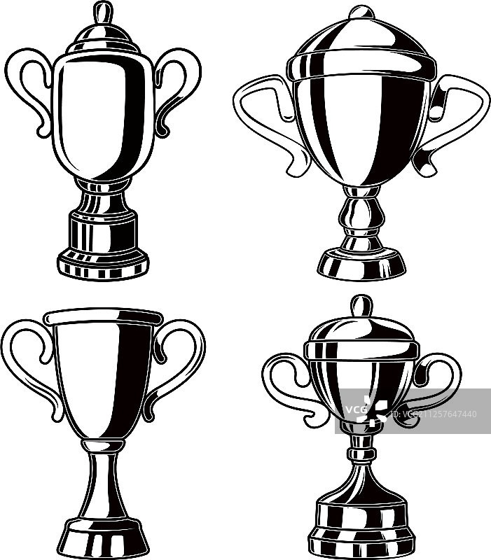 雕刻风格优胜者奖杯套装设计图片素材