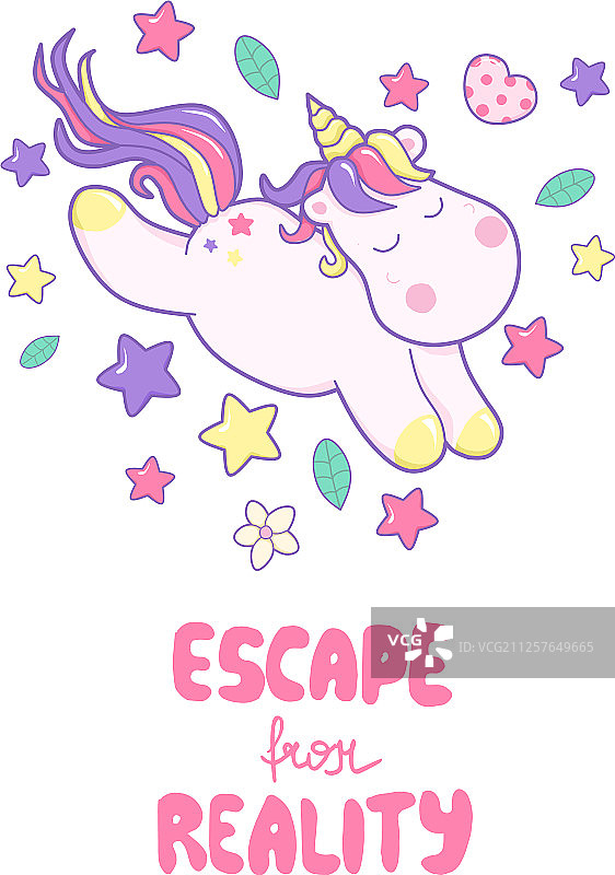 可爱的卡通独角兽图片素材