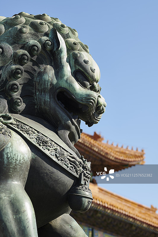 故宫铜狮子特写图片素材