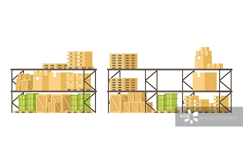 仓库货架上的货运货物图片素材