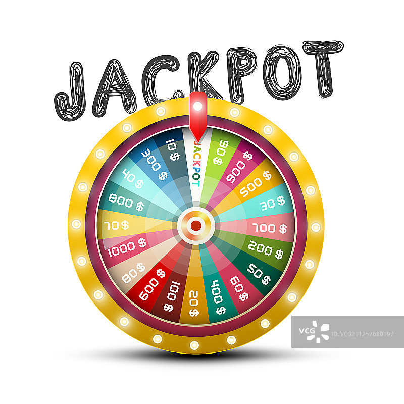 带有幸运轮盘设计的累积奖金符号图片素材