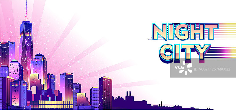 夜晚霓虹城市图片素材