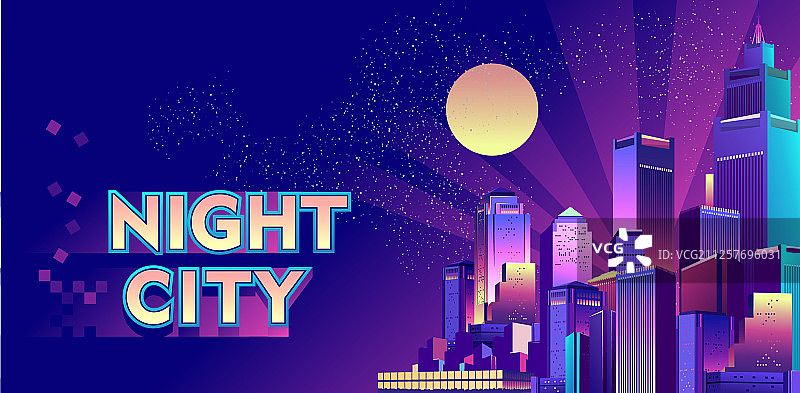 夜晚霓虹城市图片素材