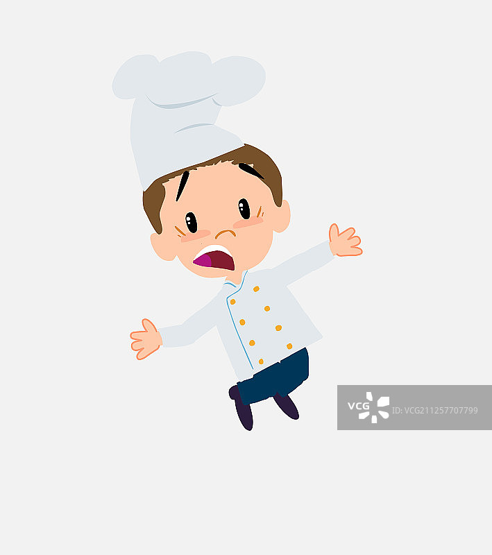 惊恐跳跃的厨师图片素材