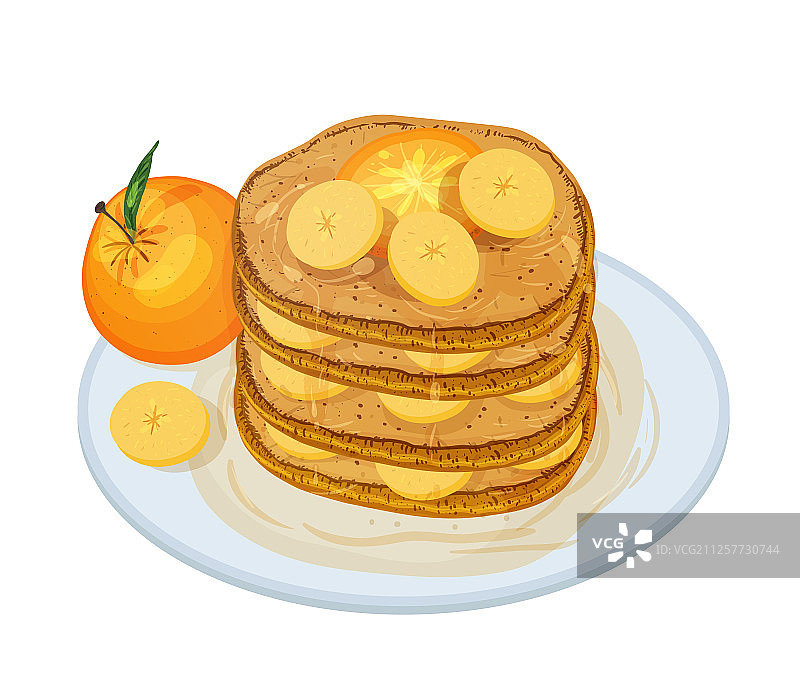 淋上糖浆的美味薄烤饼图片素材