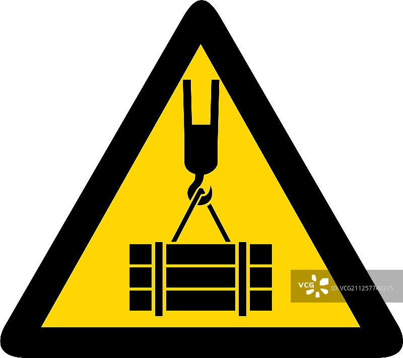 桥式起重机挤压危险三角形警告标志图片素材