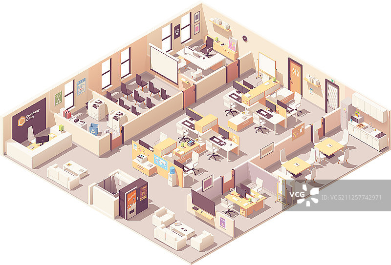 2.5D办公室室内平面图图片素材