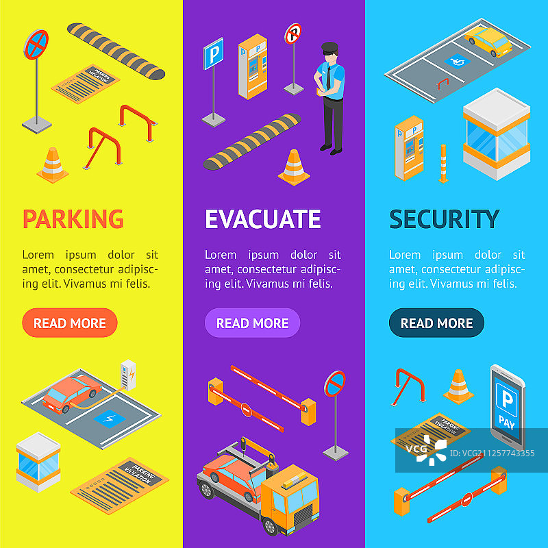 2.5D垂直停车标志banner合集图片素材