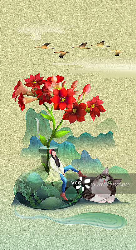 花历之三月 长寿花 亮版图片素材