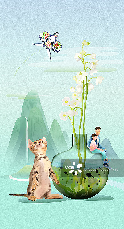 花历之五月 铃兰 亮版图片素材