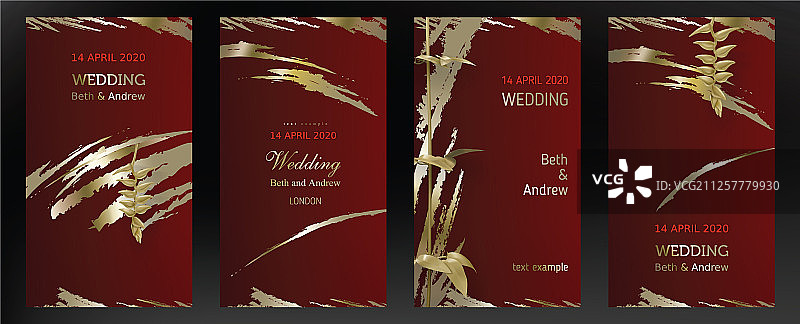 复古背景上的热带金色植物图片素材