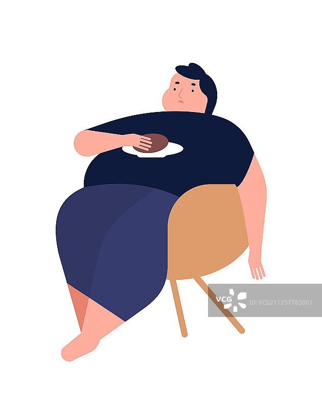 肥胖的年轻男子坐在椅子上图片素材