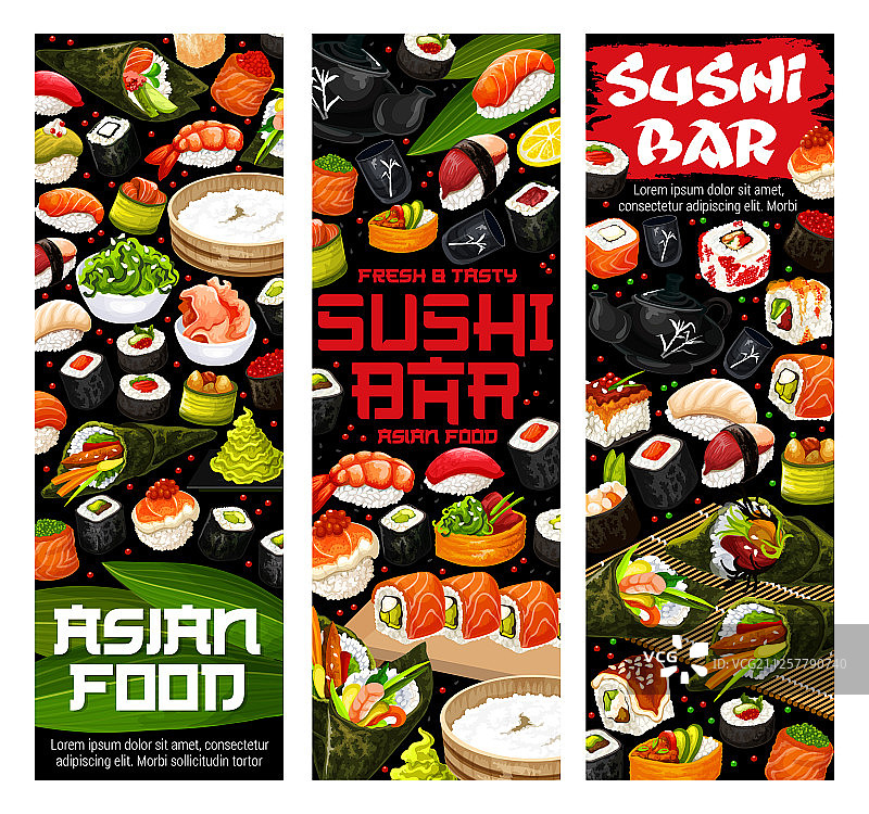 日式寿司菜单：寿司卷、手卷、握寿司图片素材
