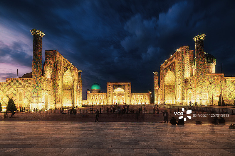 世界文化遗产 撒马尔罕 雷吉斯坦广场图片素材