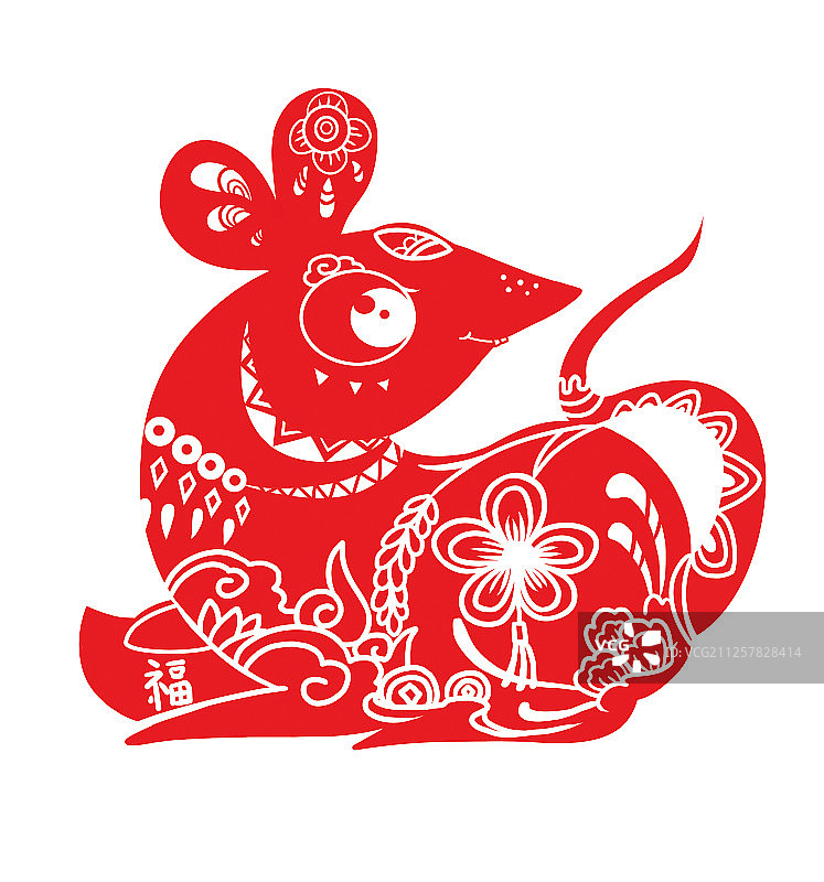 剪纸风鼠年图片素材