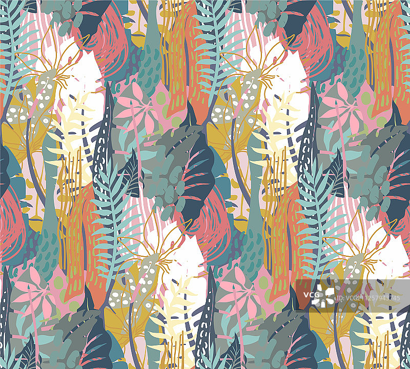 热带植物无缝图案图片素材