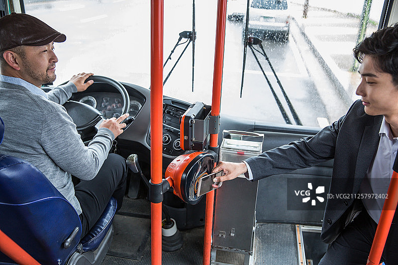 公共交通、手机和交通卡图片素材