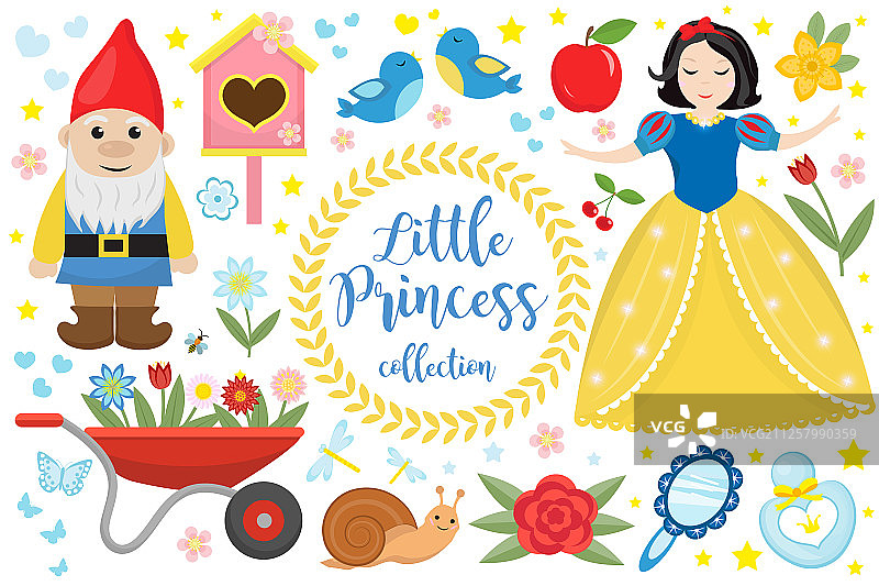 可爱的童话白雪公主套装图片素材