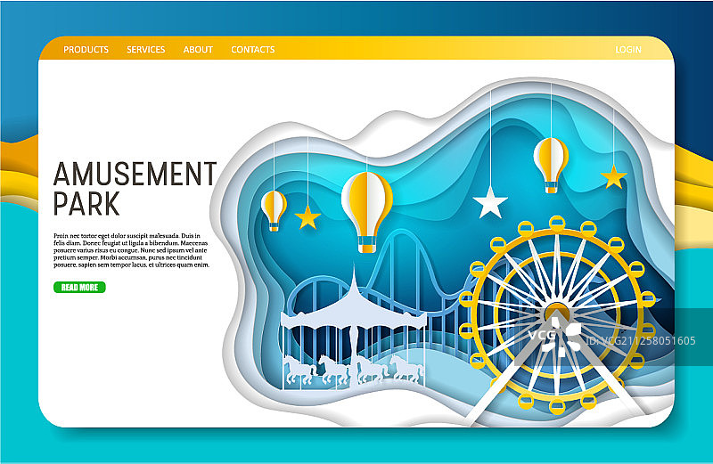 剪纸游乐园着陆页图片素材