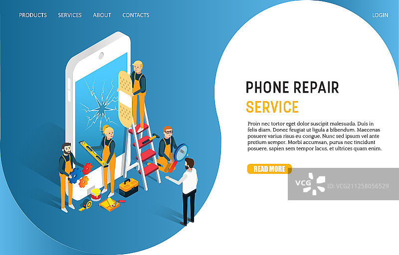 手机维修服务着陆页网站图片素材