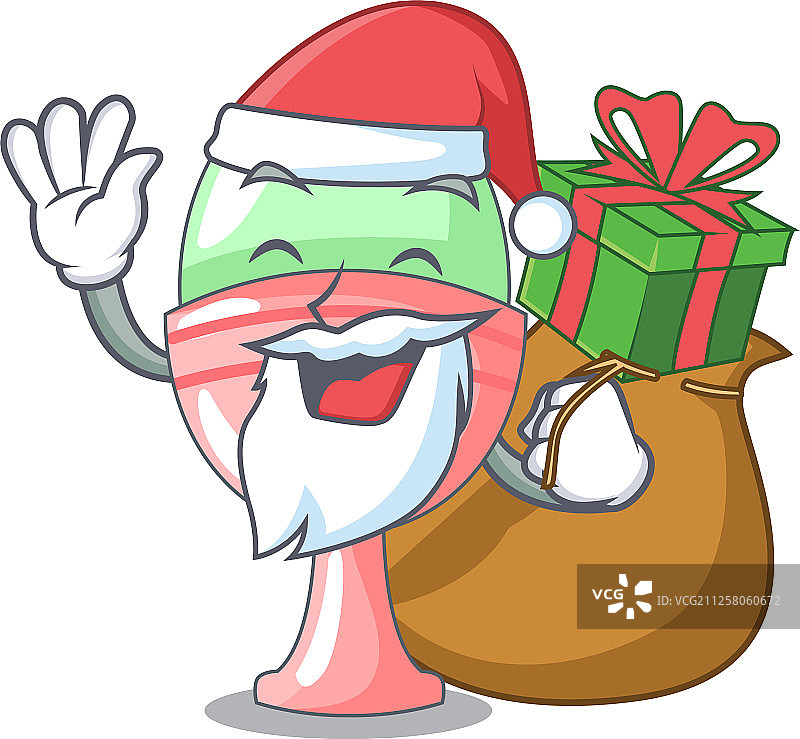 拿着礼物在鸡蛋杯里的圣诞老人角色图片素材