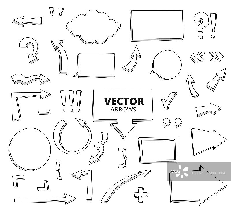 手绘涂鸦箭头笔设计图片素材