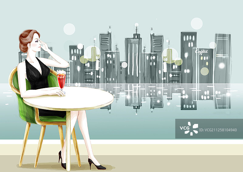 时尚年轻女性插画图片素材