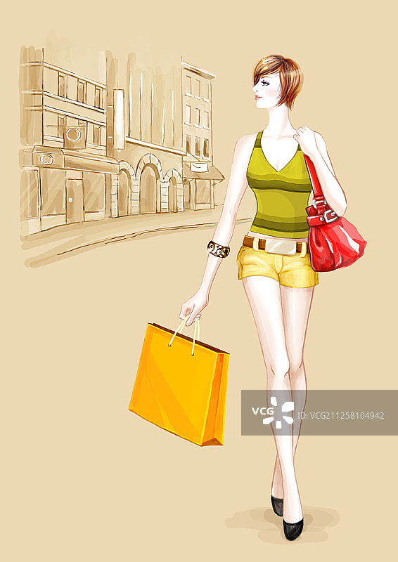 时尚年轻女性插画图片素材