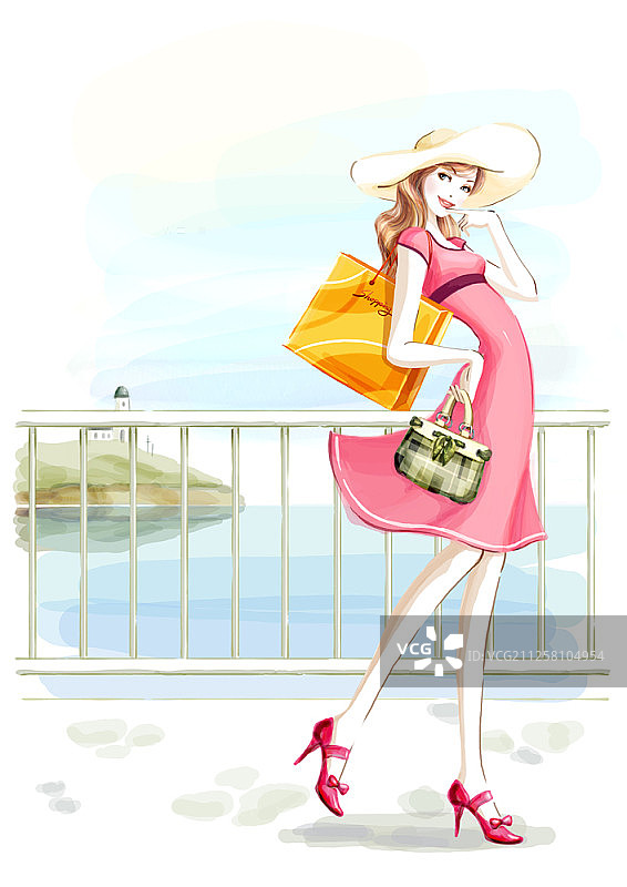 时尚年轻女性插画图片素材