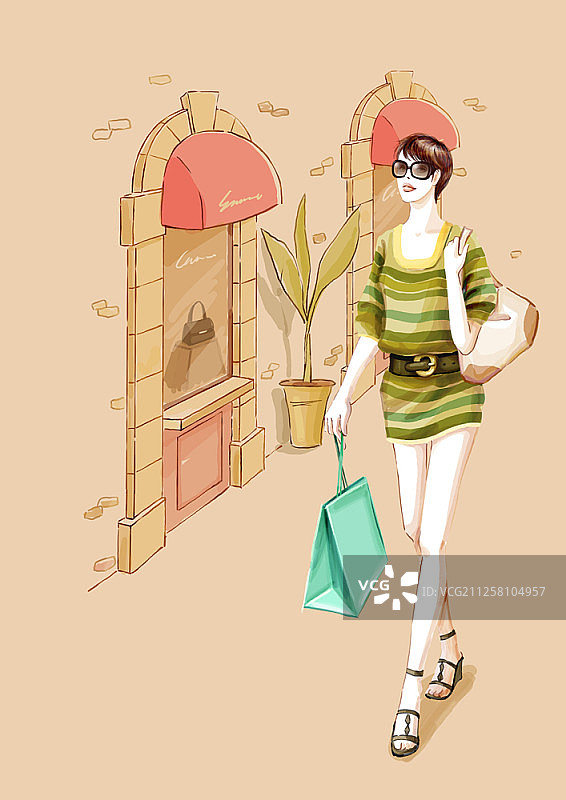 时尚年轻女性插画图片素材