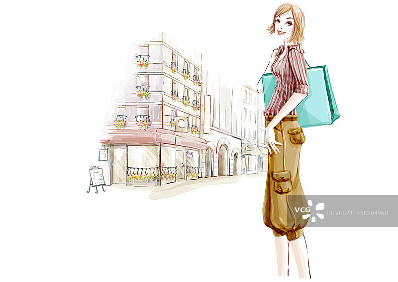 时尚年轻女性插画图片素材