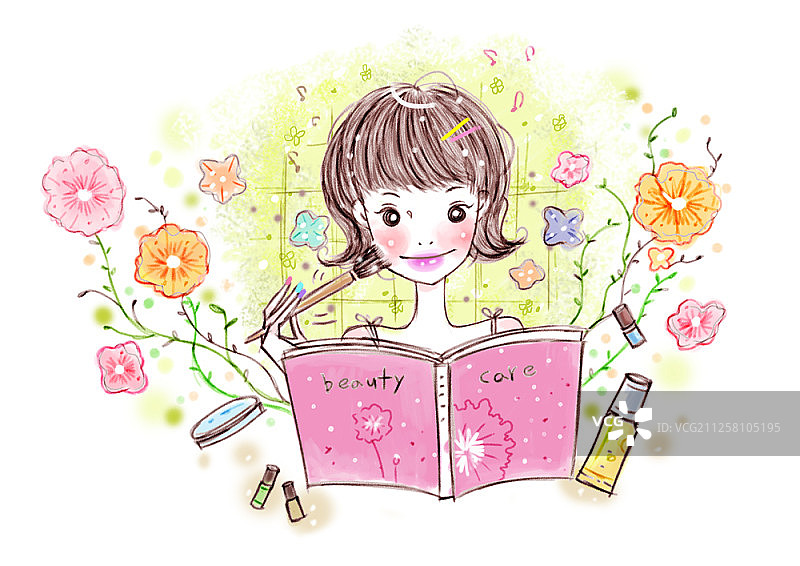 美容概念女孩插画图片素材