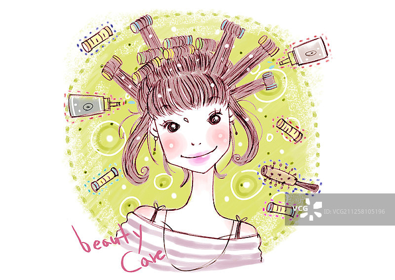 美容概念女孩插画图片素材