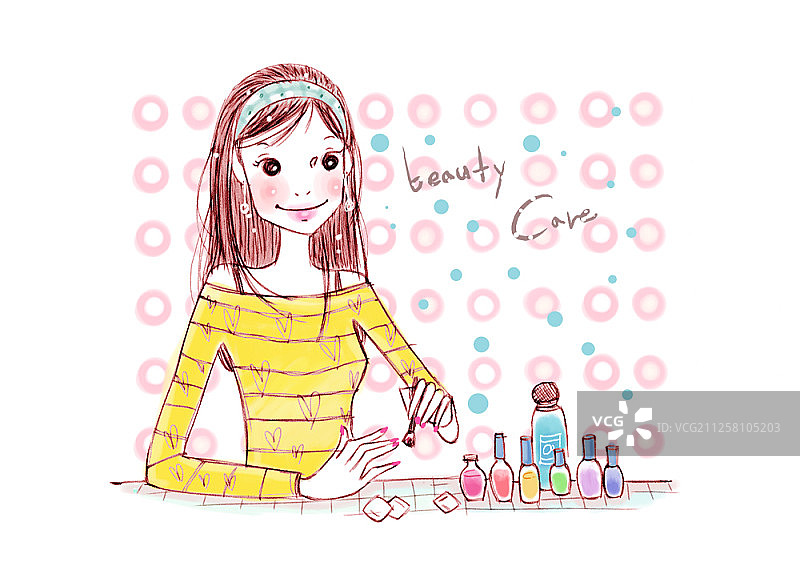 美容概念女孩插画图片素材