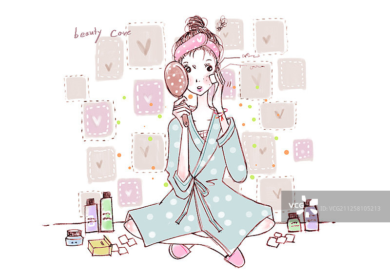 美容概念女孩插画图片素材