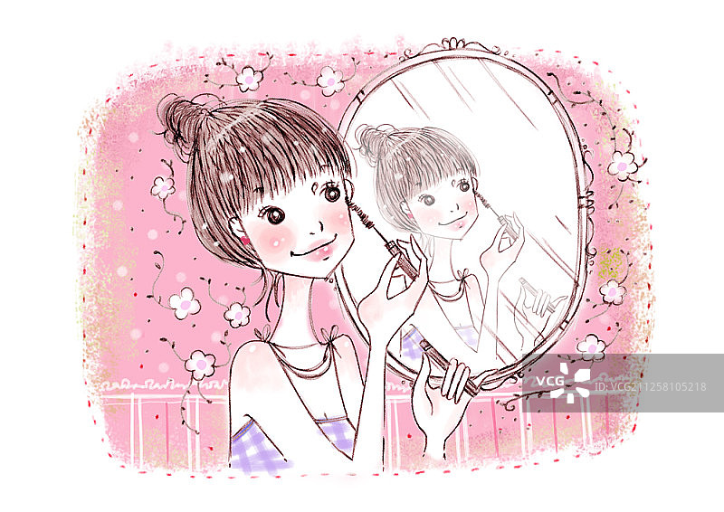 美容概念女孩插画图片素材
