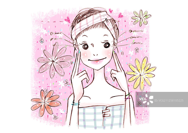 美容概念女孩插画图片素材