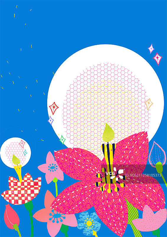 动植物鲜艳色彩概念插画图片素材