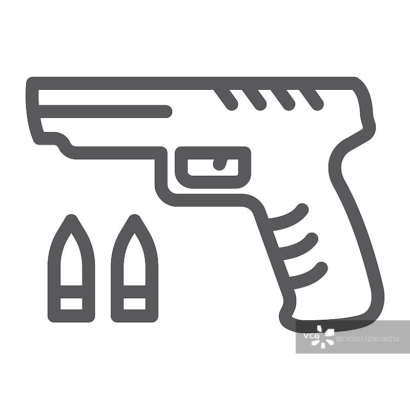 射击游戏线性图标，游戏和枪支标志图片素材