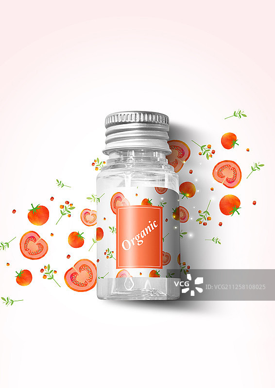 有机食品主题数字合成瓶子图片素材