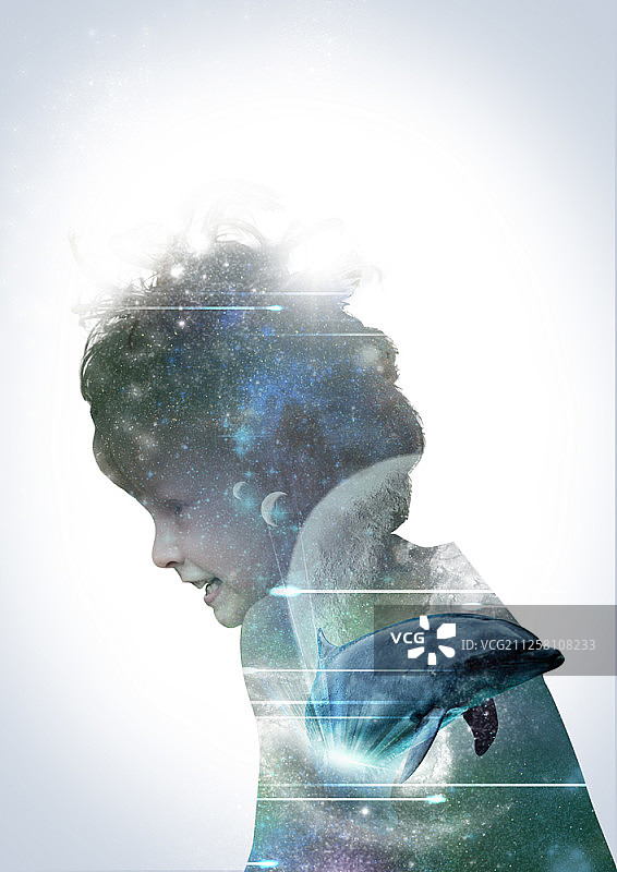 多重曝光数字合成图像图片素材