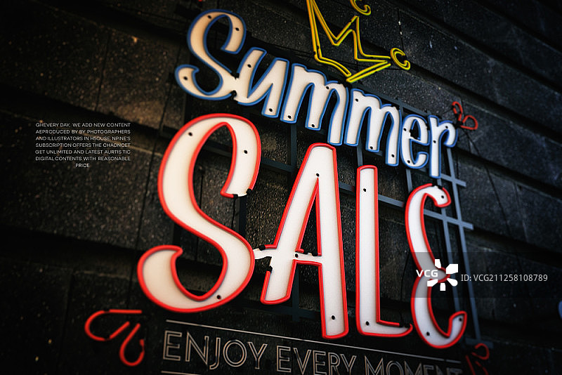 夏季促销霓虹灯标志图片素材