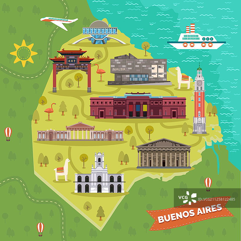 阿根廷首都布宜诺斯艾利斯地标地图图片素材