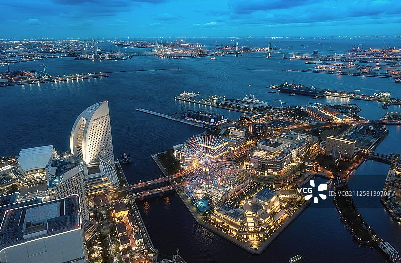 日本横滨未来港夜景图片素材