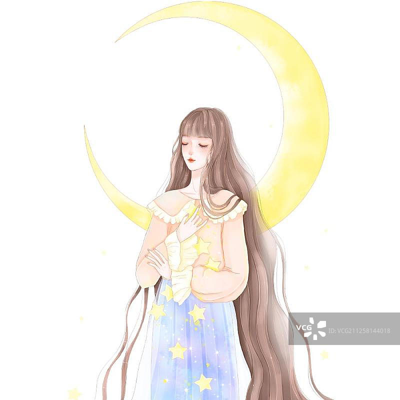 星月女孩图片素材